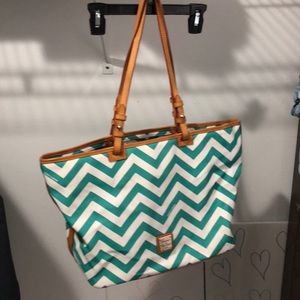 Large teal and white Dooney and Bourke